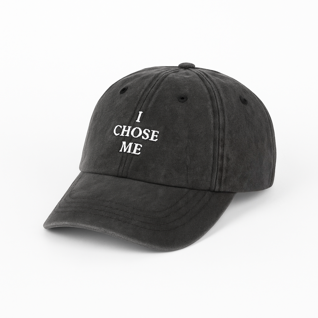Black Acid Wash Dad Hat – “I Chose Me”