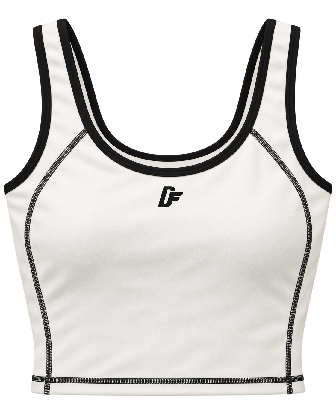 White / Black Crop Sports Bra
