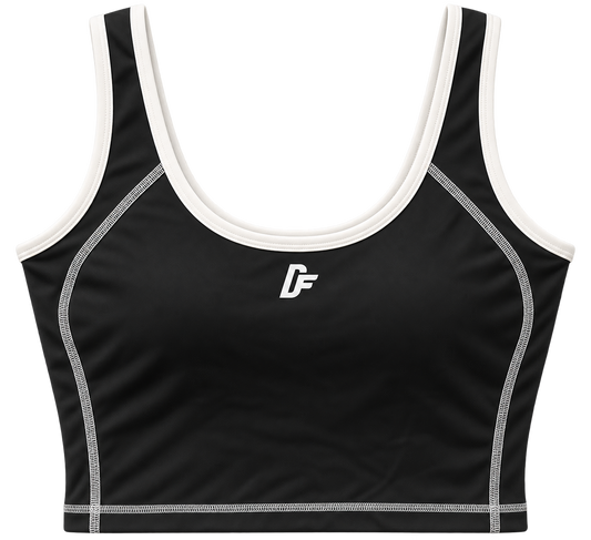 Black & White Crop Sports Bra