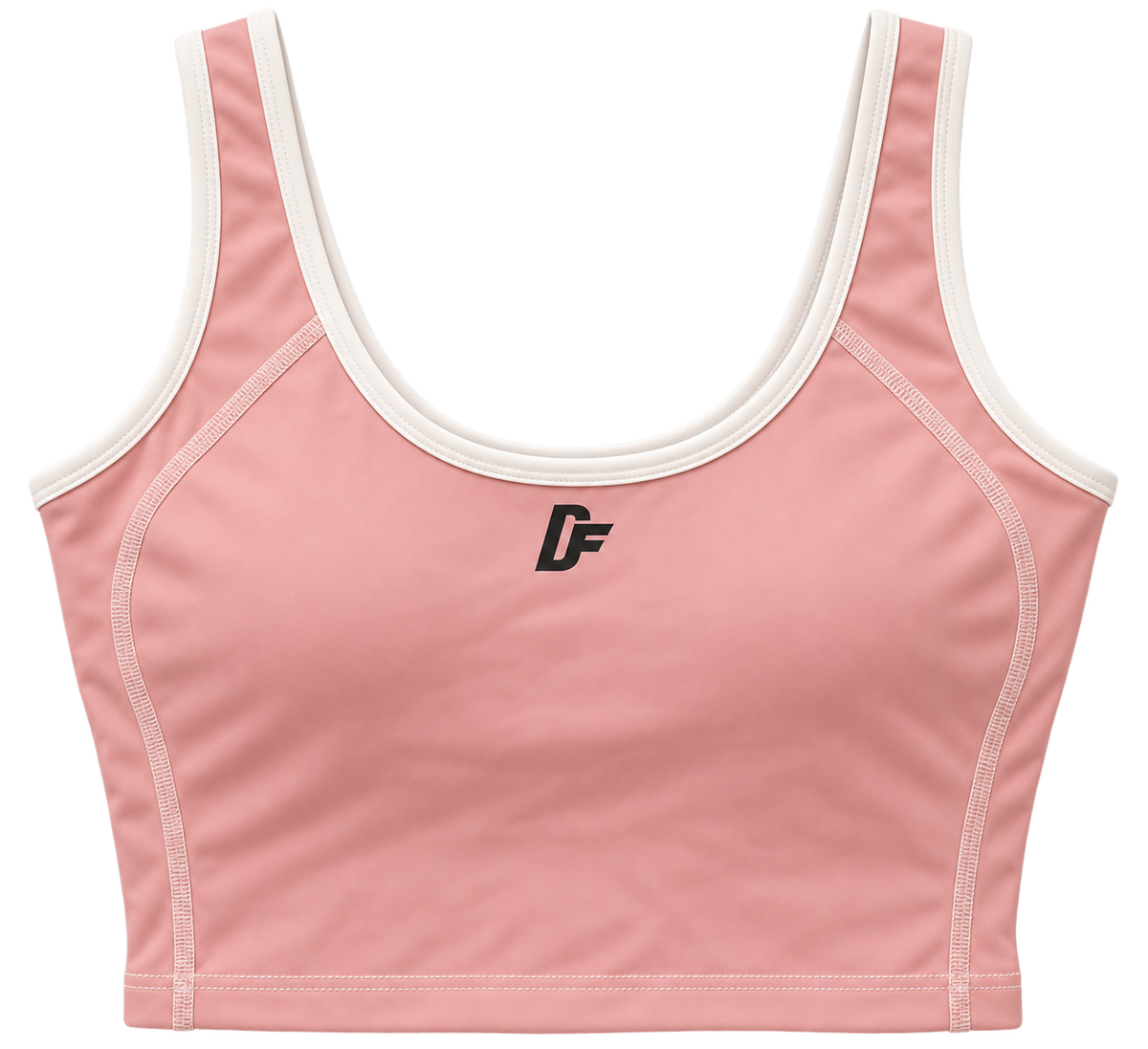 Pink / White Crop Sports Bra