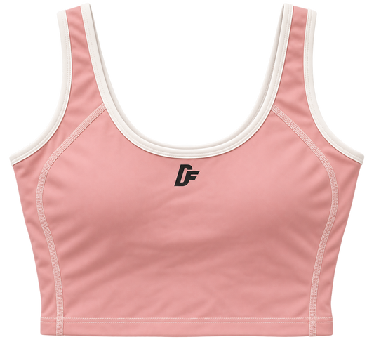 Pink / White Crop Sports Bra