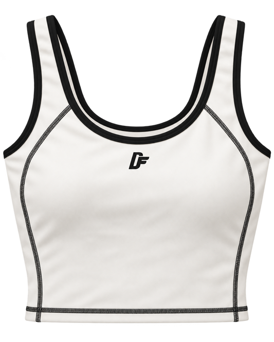 White / Black Crop Sports Bra
